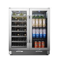 LanboPro - Freestanding/Built-In 30%27%27 width 26 Bottle 76 Can Dual Zone Combo Wine and Beverage Fr...