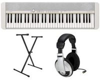 Casio - CT-S1WE Premium Pack with 61 Key Keyboard, Stand, AC Adapter, and Headphones - White