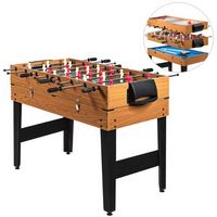 Costway 48%27%27 3-In-1 Multi Combo Game Table Foosball Soccer Billiards Pool Hockey For Kids - Black...