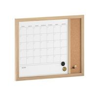 Martha Stewart - Everette Dry Erase Magnetic Monthly Calendar/Cork Board-24x18 - Light Natural Wo...