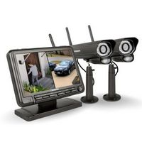 Defender - PhoenixM2 Non-WiFi. Plug-In Power Security System with 2 Metal Cameras - Black