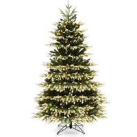 Costway - 6 FT Pre-Lit Christmas Tree 3 Modes Hinged with Quick Power Connector & 350 Lights - Gr...