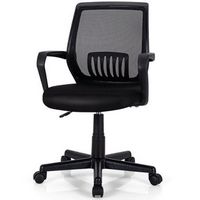 Costway - Executive Mesh Mid-Back Office Chair with Adjustable Height and Lumbar Support - Black