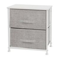 Alamont Home - 2 Drawer Wood Top Nightstand Storage Organizer with Cast Iron Frame and Dark Easy ...