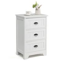 End Table Nightstand Bedroom Storage with  3 Drawers & Wood Slide