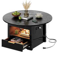 Bestier 31inch LED Lift Top Coffee Table Round Coffee Table with Storage with Drawer - Black