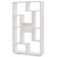 Costway - 47" Tall Bookshelf Modern Geometric Bookcase with Open Shelves Anti-tipping Kits - White