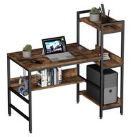 Bestier - 47 inch Gaming Desk Reversible Computer Desk with Storage Shelves for Home Office - Rus...