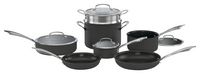 Cuisinart - Dishwasher Safe Anodized 11 Piece Cookware Set - Black