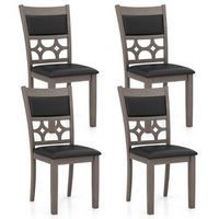 Costway Upholstered Dining Chair Set of 4 Armless Chair with Padded Backrest & Seat - Cappuccino,...