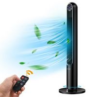 Costway 42%27%27 Tower Fan Smart Display Panel 12H Timer 80 Degree Oscillating Fan with Remote - Black