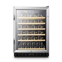Lanbo - 24 Inch 51 Bottle Stainless Steel Single Zone Wine Fridge with Beech Wood Shelves and Dou...