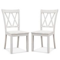 Costway Wooden Dining Chairs Set of 2 with Ergonomic Seat Rubber Wood Frame & High Backrest - White
