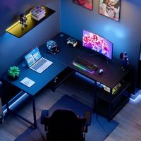 Bestier - L-Shaped Gaming Desk - 55" Wide - Black