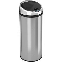 iTouchless - 13-Gal. Round Touchless Trash Can - Stainless Steel