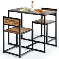 Costway 3 pcs Dining Set Compact Table and 2 Chair Home Kitchen Breakfast Antique - Antique Brown