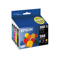 Epson - 288/288XL 4-Pack Ink Cartridges High Capacity and Standard Capacity - Black/Cyan/Magenta/...