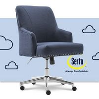 Serta - Leighton Modern Upholstered Home Office Chair with Memory Foam - Blue - Woven Fabric