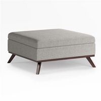 Simpli Home - Owen Square Coffee Table Storage Ottoman - Cloud Grey