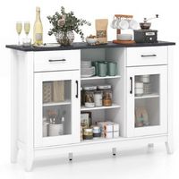Costway Sideboard Buffet Cabinet with 2 Drawers 2 Doors 3 Open Compartments 4 Shelves - White