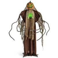 Costway 5.75ft Halloween Animatronics Decoration Talking Ghost Pumpkin - Brown