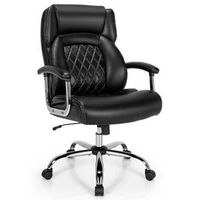 Costway - Big & Tall Leather Adjustable Office Chair - Black
