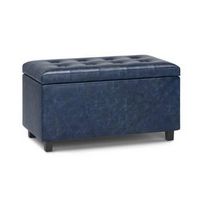 Simpli Home - Cosmopolitan Storage Ottoman - Denim Blue