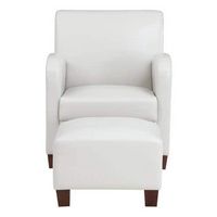 OSP Home Furnishings - Aiden Chair &amp; Ottoman Faux Leather - Cream