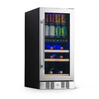 NewAir - 15” Premium Built-in Dual Zone 9 Bottle and 48 Can Wine and Beverage Fridge with SplitSh...