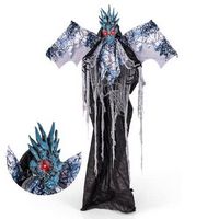 Costway - 6ft Halloween Animatronic Decoration Animated Dragon with Light Up Eyes Posable Wings &...