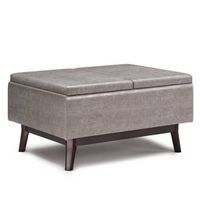 Simpli Home - Owen Tray Top Small Coffee Table Storage Ottoman - Distressed Grey