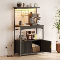 Bestier 45-55" Adjustable Kitchen Stand Power Outlet, Storage, LED Light & 10 S-Hooks-Microwave C...