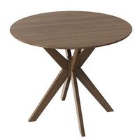 Costway Modern Round Wood Dining Table 35'' W/ Solid Wood Legs& Base for Home, Office - Walnut