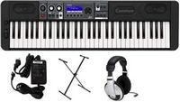 Casio - CT-S500 Premium Pack with 61 Key Keyboard, Stand, AC Adapter, and Headphones - Black