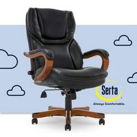 Serta - Conway Big and Tall Bonded Leather Bentwood Executive Chair - Black