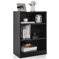 Costway - 3-Tier Bookcase Open Multipurpose Display Rack Cabinet with Adjustable Shelves - Black