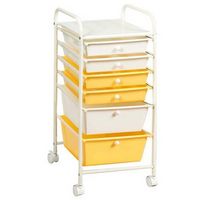 Costway - 6 Drawer Rolling Storage Cart Scrapbook Paper Office School Organizer - Beige + Yellow
