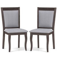 Costway Wood Dining Chairs Set of 2 with Rubber Wood Frame Padded Seat High Backrest - Brown