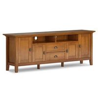 Simpli Home - Redmond SOLID WOOD 72 inch TV Media Stand in Light Golden Brown For TVs up to 80 in...