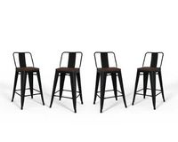 Simpli Home - Rayne Metal and Wood Counter Height Stool (Set of 4) - Black