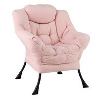 Costway - Stylish Large Lazy Chair with Cozy Head Pillow and Seat Armrests - Pink