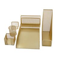 Martha Stewart - Ryder Premium 6 Piece Mesh Metal Desktop Organizer Set - Gold