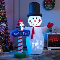 Costway - 6 FT Inflatable Snowman & Penguin Guidepost Christmas Decoration with Snowflake - Multi...