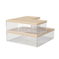Martha Stewart - Brody Premium Clear Plastic Storage Bins with Paulownia Wood Lids-3PK S/M/L - Cl...