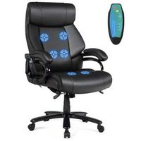 Costway - Big & Tall 6-Point Massage Wide Seat Office Chair with Padded Armrests - Black