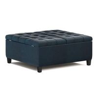 Simpli Home - Harrison 36 inch Wide Transitional Square Coffee Table Storage Ottoman in Faux Leat...