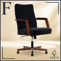 Finch - Neo One Fabric Mid-Back Home Office Chair with Padded Arms - Black