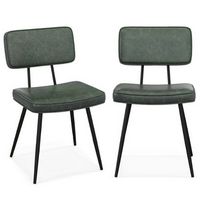 Costway Dining Chairs Set of 2 with PU Leather Cover Filled Sponge Waterfall Seats - Green