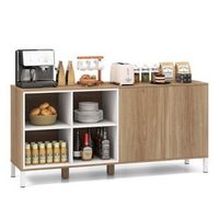 Costway 63" Buffet Sideboard Kitchen Storage Cabinet with 4 Compartments Adjustable Shelf - Natur...