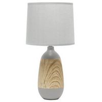 Simple Designs - Ceramic Oblong Table Lamp - Gray/light wood